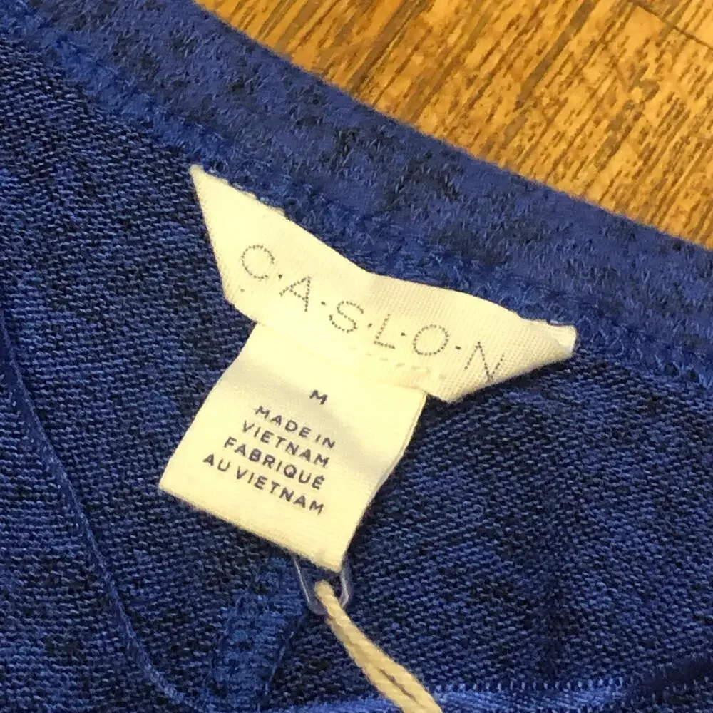 Nordstrom Caslon Blue Crewneck Long Sleeve Drawstring Peplum Blouse Size Medium - Picture 10 of 10